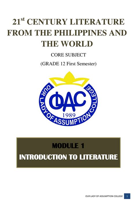 St Century Literature Module St Century Literature From The