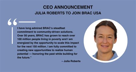 BRAC USA — BRAC USA appoints Julia Roberts as new CEO