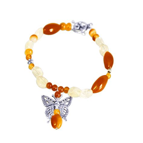 Silver Monarch Butterfly Bracelet: Silver Cornaline & Citrine | Sandia Folk