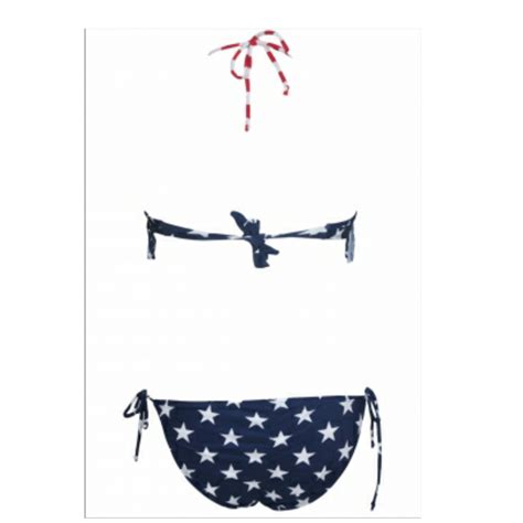 Sexy Tassel Bandeau American Flag Bikini Beach Wear Emfed