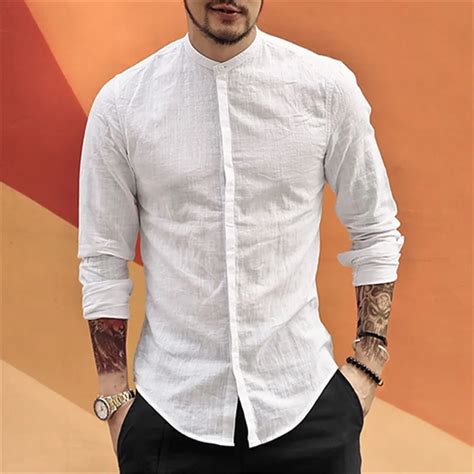 Venta Camisa Cuello Mao Slim Fit En Stock