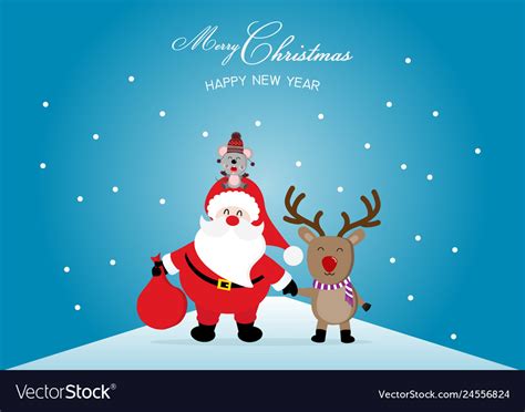 Merry christmas and happy new year with cute Vector Image