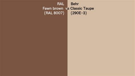 Ral Fawn Brown Ral 8007 Vs Behr Classic Taupe 290e 3 Side By Side