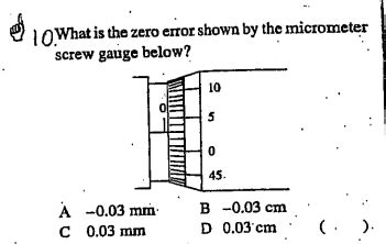 error shown   micrometer screw gauge