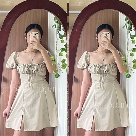 Nude Dress W Slit Women S Fashion Dresses Sets Dresses On Carousell