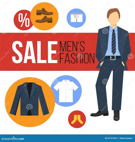 Men Fashion Clothes Sale stock vector. Illustration of icons - 47721041