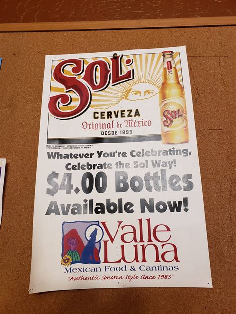 Menu at Valle Luna restaurant, Phoenix, W Bell Rd