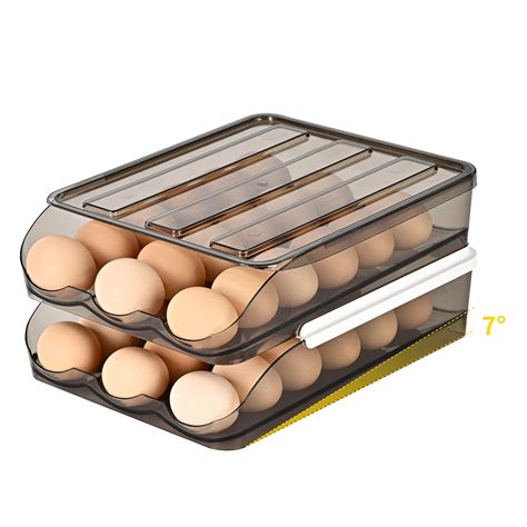 Kogiio Fridge Egg Holder，2 Layer Rolling 36 Piece Refrigerator Egg