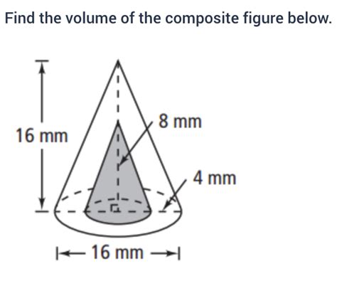 Solved Find the volume of the composite figure below.512πmm3 | Chegg.com 