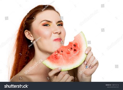 Beautiful Nude Redhead Woman Eating Slice Stock Photo Shutterstock
