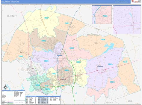 Williamson County, TX Wall Map Color Cast Style by MarketMAPS - MapSales