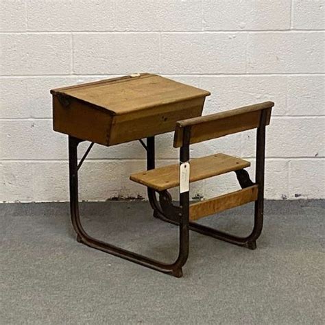 Old English Wooden School Desk In Antique Desks