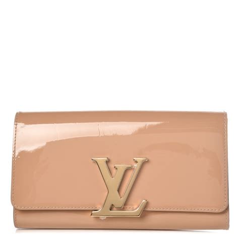 LOUIS VUITTON Patent Louise Clutch Nude FASHIONPHILE