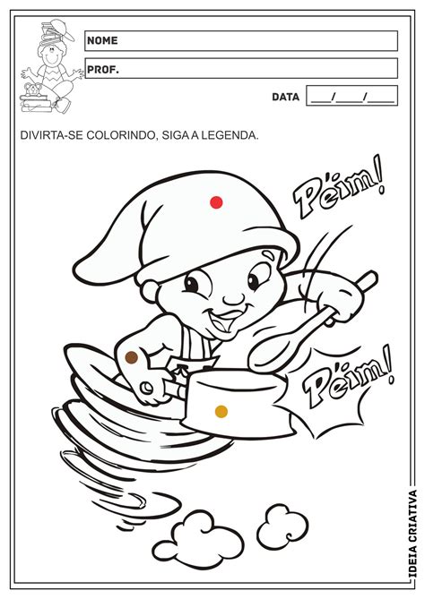 Atividade Lúdica Saci Pererê - Saci Pererê Folclore Pintura Legendada Atividade