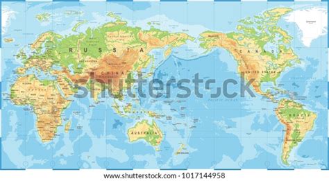 「political Physical Topographic Colored World Map」のベクター画像素材（ロイヤリティフリー） 1017144958