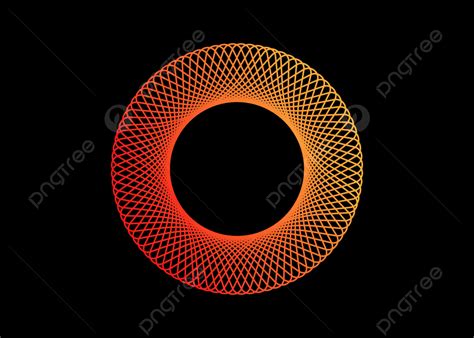 검정색 배경에 화려한 추상 Spirograph 원형 스피로그래프 노란색과 빨간색 그라데이션 만다라 예술 스피로그래프 벡터