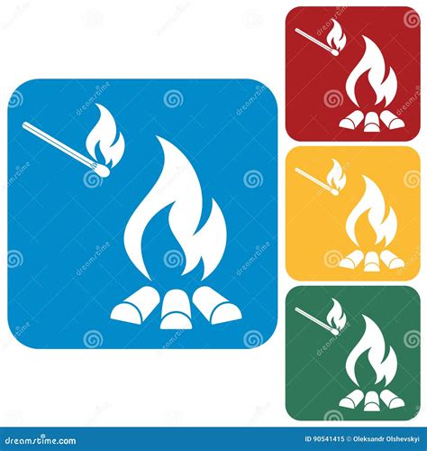Campfire Silhouette Icons Set Stock Vector Illustration Of Silhouette