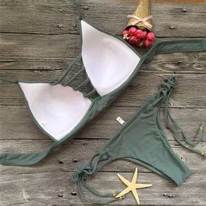 Triangl Swimwear Swim Sexy Army Green Strappy Brazilian Cheeky Bikini Poshmark