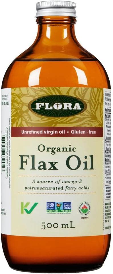 Flora Health Certified Organic Flax Oil Cold Pressed And Unrefined Non Gmo Gluten Free