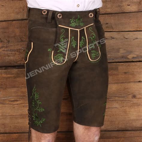 2024 Oem Mens Bavarian Lederhosen Shorts Genuine Goat Suede Leather