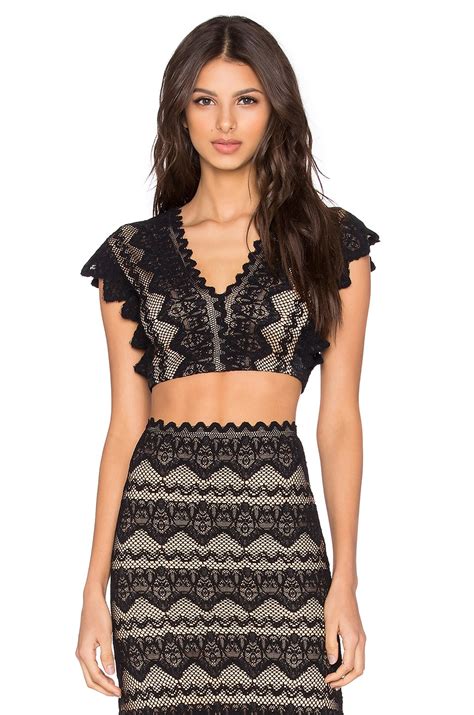 Nightcap Sierra Lace Crop Top In Black Nude REVOLVE
