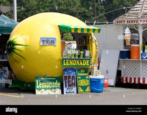 Large Lemon Shaped Lemonade Stand Stock Photo Alamy