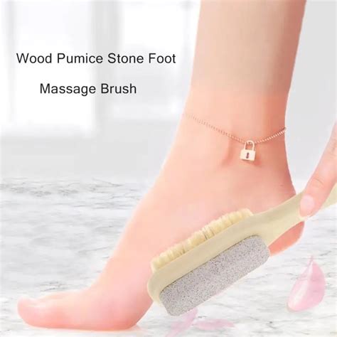 Body Brush Wood Handle Pumice Stone Foot Brush Scrubber Feet