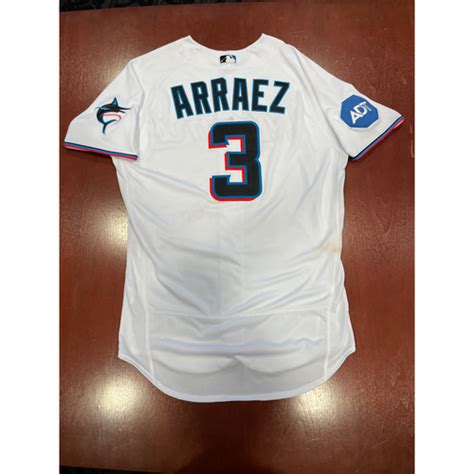 2023 Miami Marlins Auction: Luis Arraez Game Used Home Jersey from 2023 ...