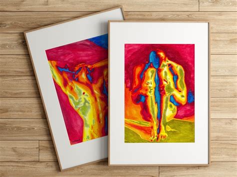 Set Of 2 Gay Art Prints Male Paintings Colorful Watercolor Etsy