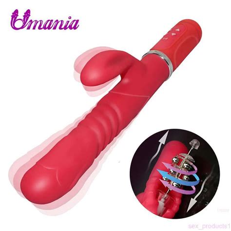 Vibrador De Conejo De Empuje Giratorio Recargable Estimulador De