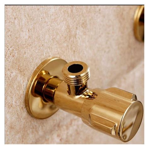 Angle Valve Gold Solid Brass Wall Mount Angle Valve For Toilet Universal Stop Water Triangle