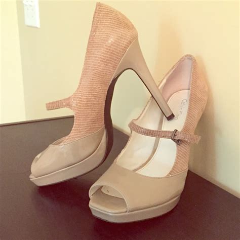 Calvin Klein Shoes Calvin Klein Nude Open Toe Heels Poshmark