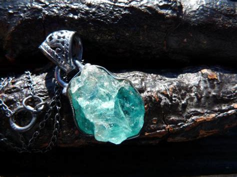 On Sale Raw Neon Apatite Necklace Apatite Gemstone By Beijoflor