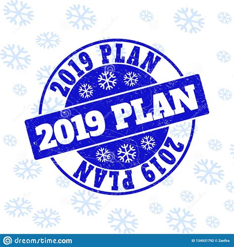 2019 Plan Scratched Round Stamp Seal For Xmas Stock Vector