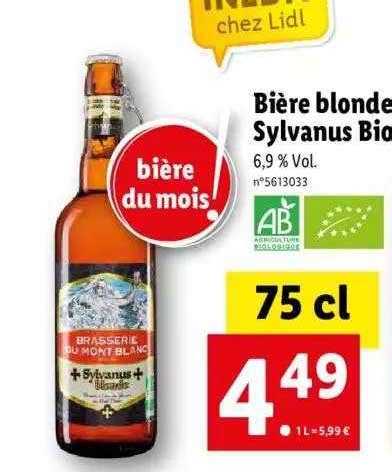Promo Bière Blonde Sylvanus Bio chez Lidl iCatalogue fr