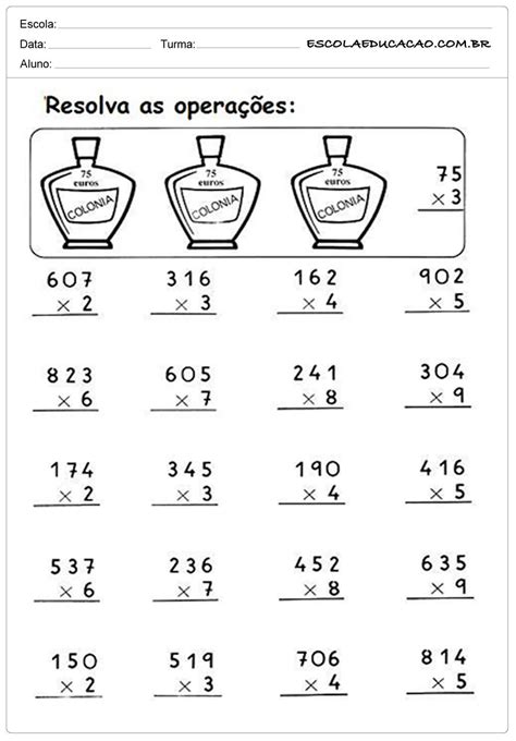 Atividades De Matemática 4 Ano Multiplicação E Divisão Para Imprimir