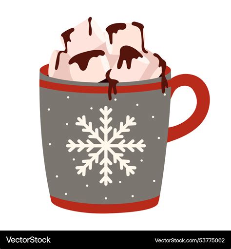 Hot Chocolate In Mug With Marshmallows Royalty Free Vector