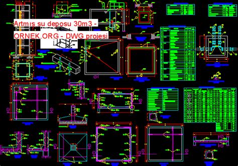 Proje Sitesi Artmış su deposu 30m3 Autocad Projesi