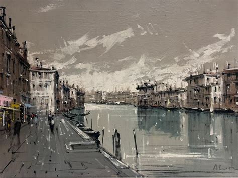 Alvarez - Large 1960's Modernist Signed Oil Painting Venice Grand Canal ...