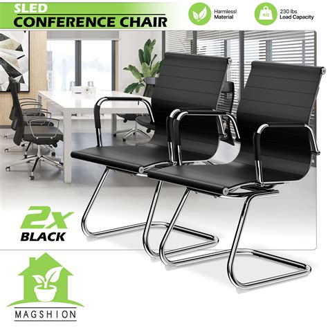 Magshion Set of 2 Office Guest Chairs for Reception Room, Faux Leather ...