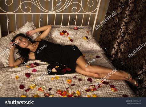 Attractive Brunette Lying On Bed Boudoir Stock Photo Shutterstock