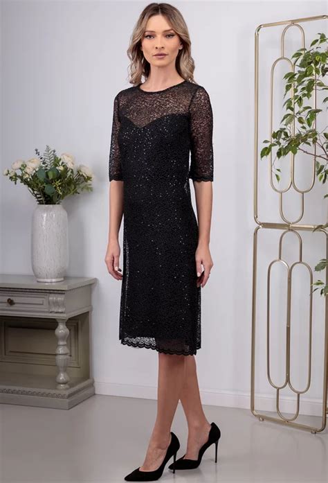 Rochie Neagra Cu Broderie Si Paiete Mici Dasha Ro