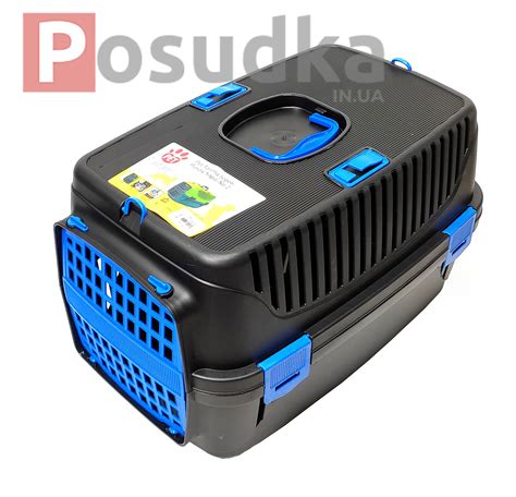 Контейнер для Перевозки Кошек Собак IRAK PLASTIK РТ-105 до 9 Кг Синий ...