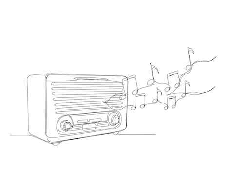 Premium Vector Continuous One Line Drawing Of Retro Classic Radio Player