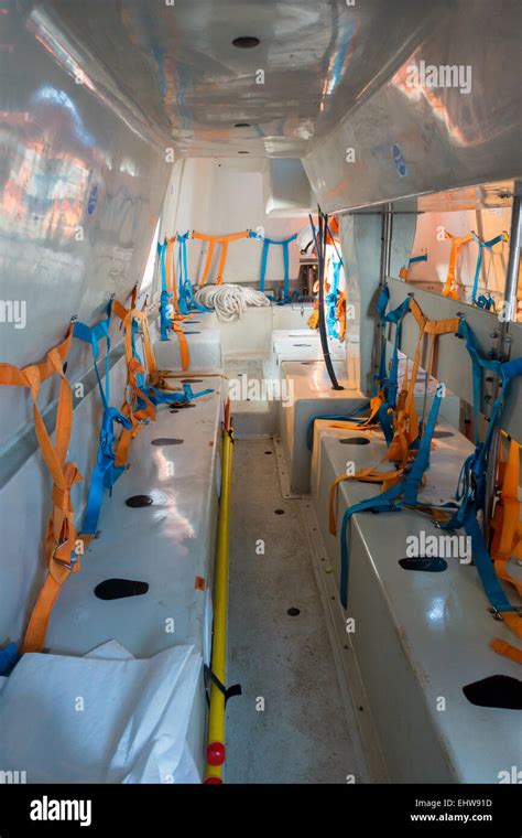 Inside A Ships Lifeboat Stock Photo Alamy