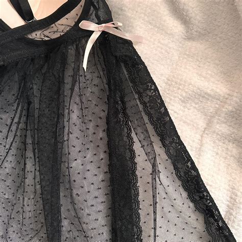 Coquette Pink And Black Lace Babydoll Lingerie Depop