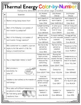 Color By Number Heat Transfer Answer Key