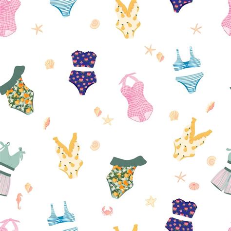 Traje de baño de mujer con estilo vector de patrones sin fisuras bikini de trajes de baño de una