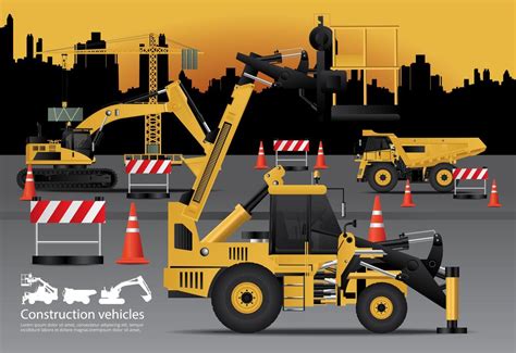 construction vehicles background vector art icons  graphics