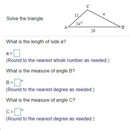 Solved с 11 a Solve the triangle 340 А B 26 What is the | Chegg.com